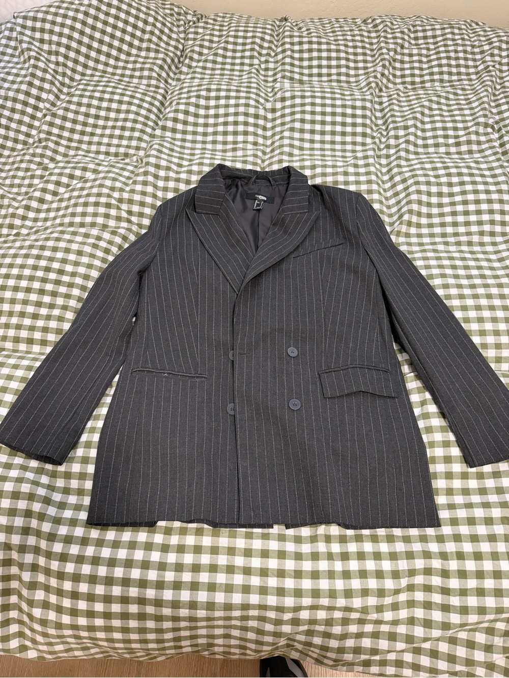 Forever 21 Black Pinstripe Double-Breasted Blazer